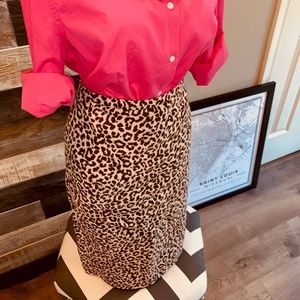 ⬇️$110 JCREW linen leopard #2 pencil skirt sz 6